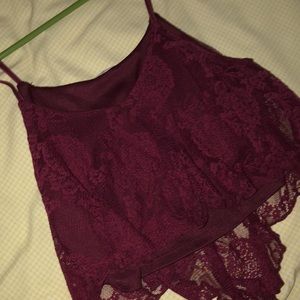 Cropped lace tank top